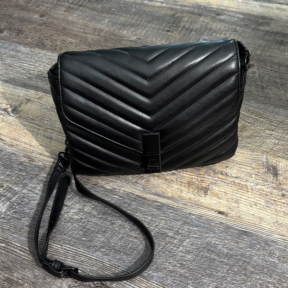 Aldo Black Chevron Crossbody Bag